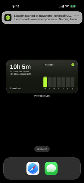 A notification on the lock screen saying a session has started.