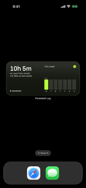 The home screen widget showing this week's hours.
